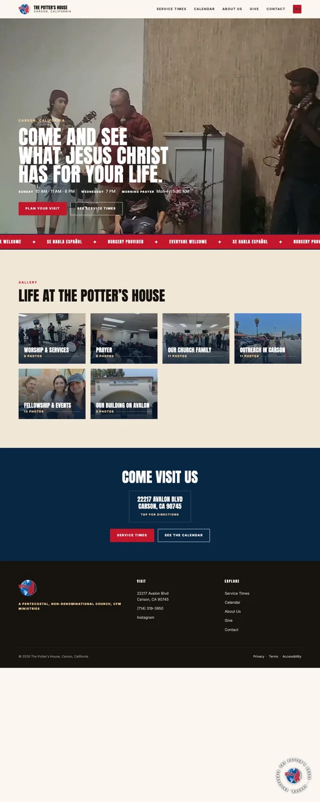 The Potter's House Carson homepage
